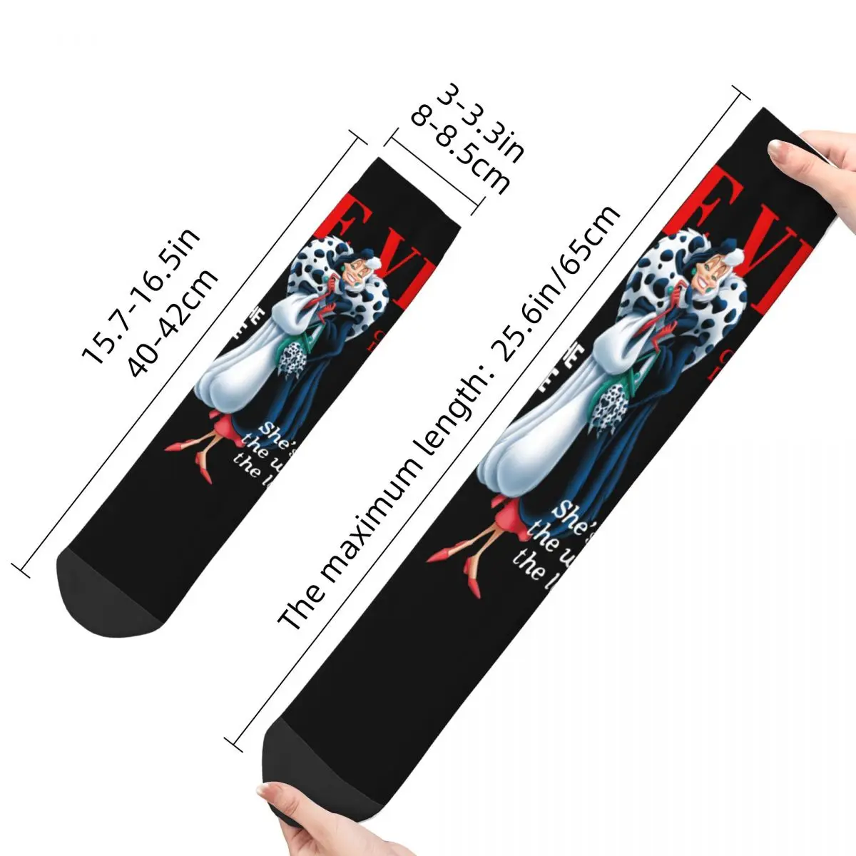 Male Men Socks Casual Deville Cruella De Vil Villains 101 Dalmatians Sock New Sport Women Socks Spring Summer Autumn Winter