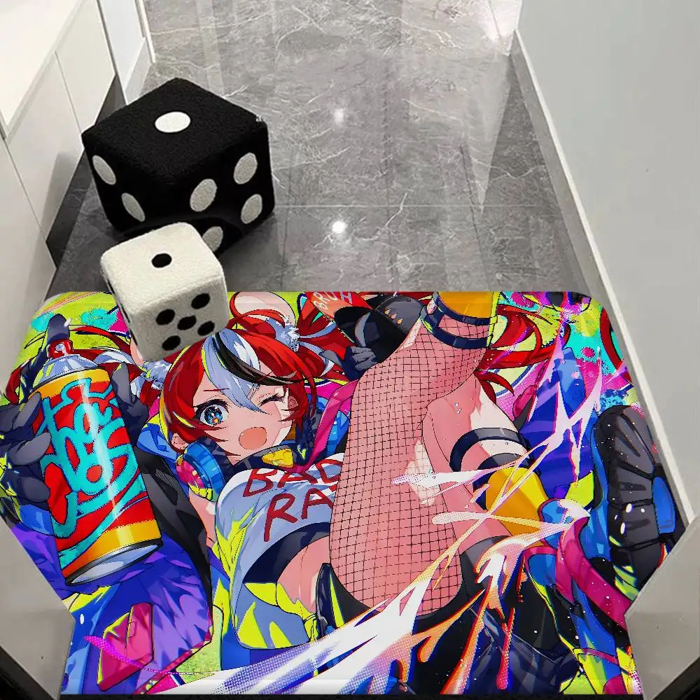 Game H-HololiveS H-Hakos Baelz Bathroom Mat INS Style Soft Bedroom Floor House Laundry Room Mat Anti-skid Welcome Doormat