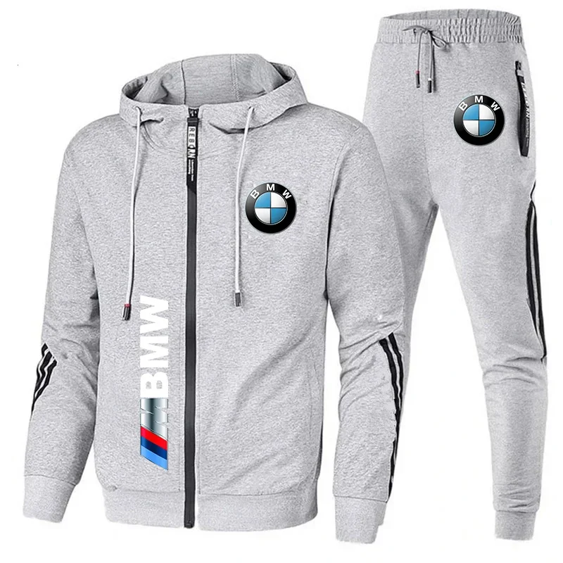 2024 Cycling BMW Men's BMW Logo Printed Sports Set Casual Oversized Men's Hooded Sports Shirt+Pants Two Piece Sports Set