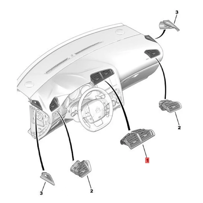 시트로엥 DS4 c4l 계기판 공기 배출구 중간 공기 배출구 왼쪽 및 오른쪽 팬 블레이드 패들 어셈블리에 적합