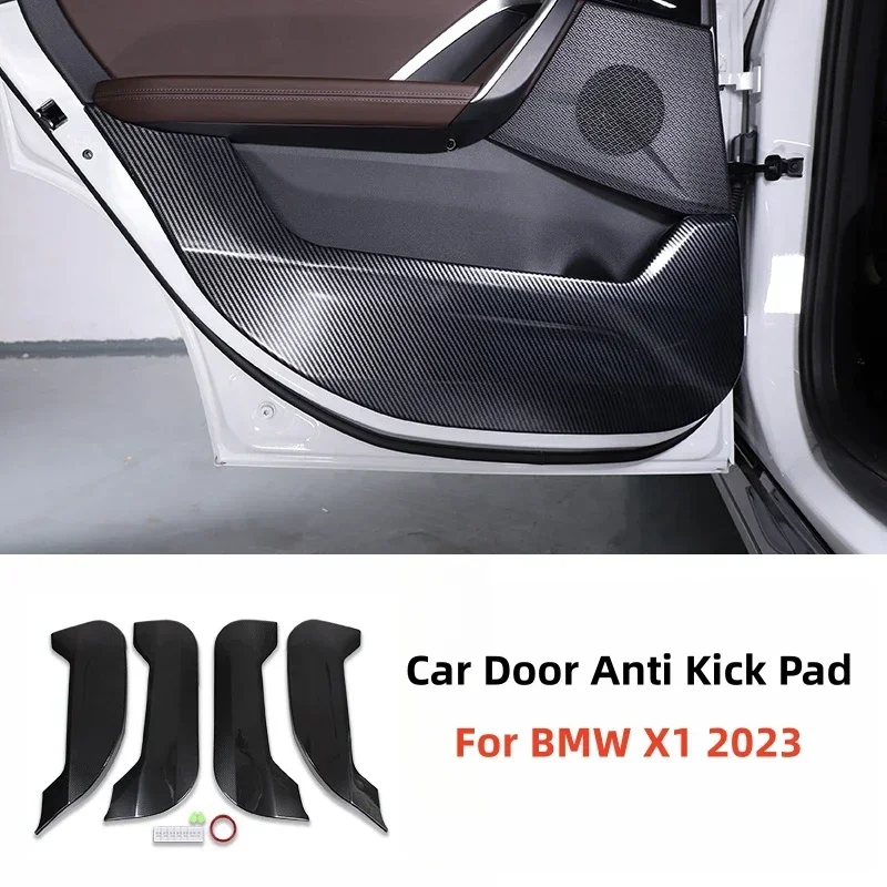 Car Door Anti Kick Pad ABS Carbon Fiber Car Door Edge Protective Sticker For BMW X1 2023 Car Styling Accessories