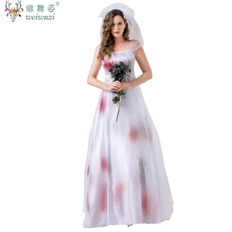 Карнавальный Хэллоуин Леди Делюкс Труп Невесты Костюм Скелета Мексиканский День Мертвых Призрачный Наряд Косплей Необычное Вечернее Платье