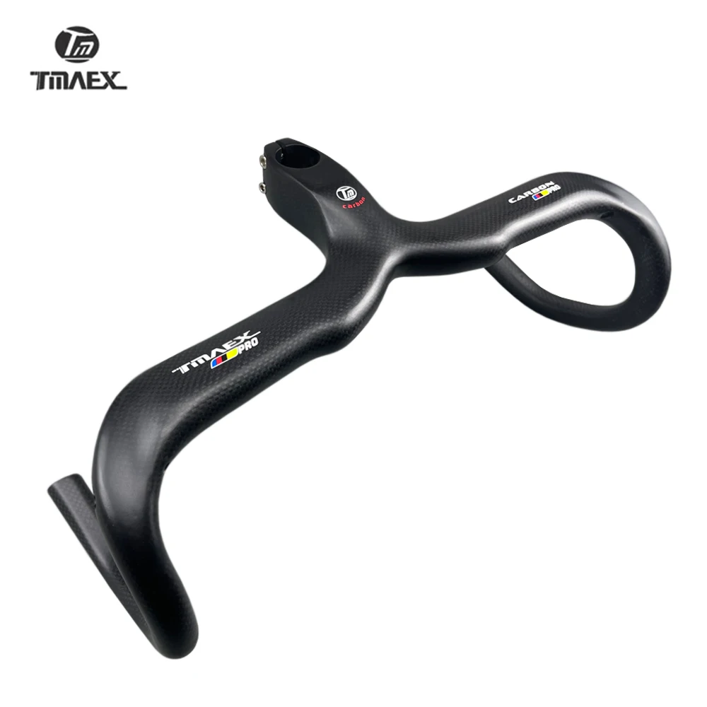 TMAEX-Bicycle Carbon Handlebar, Ultralight, Integrated Handlebar and Stem, Road Bike Parts, 3K Matte, Glossy