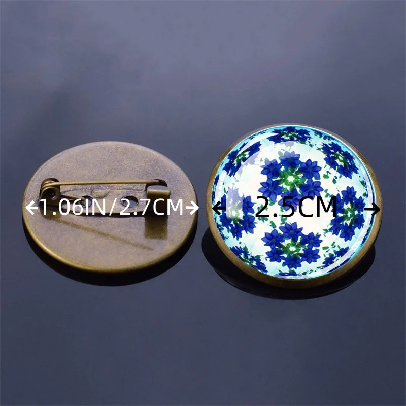 Kaleidoscope Series Brooch Glass Convex Brooch Buckle Men's Women's Clothing Accessories Gorgeous Gifts for Friends Family