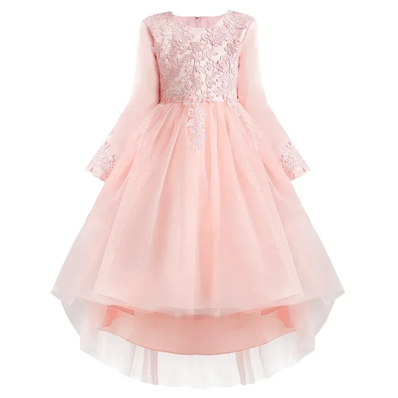 Vestido de princesa infantil, malha de renda, piano, menina, primavera, novo