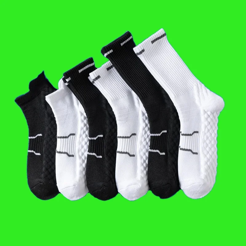 

5/10 Pairs Towel Soled Socks Running Sports Mid Tube Socks Sweat Absorbing Breathable Basketball High Quality Men's White Socks