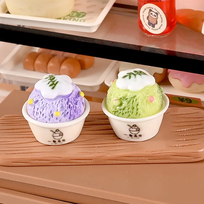 

2pcs Dollhouse Ice Cream Shaved Ice Creamy Dessert Model Food Play Handmade DIY Accessories Resin Resin Decoration Home Decor