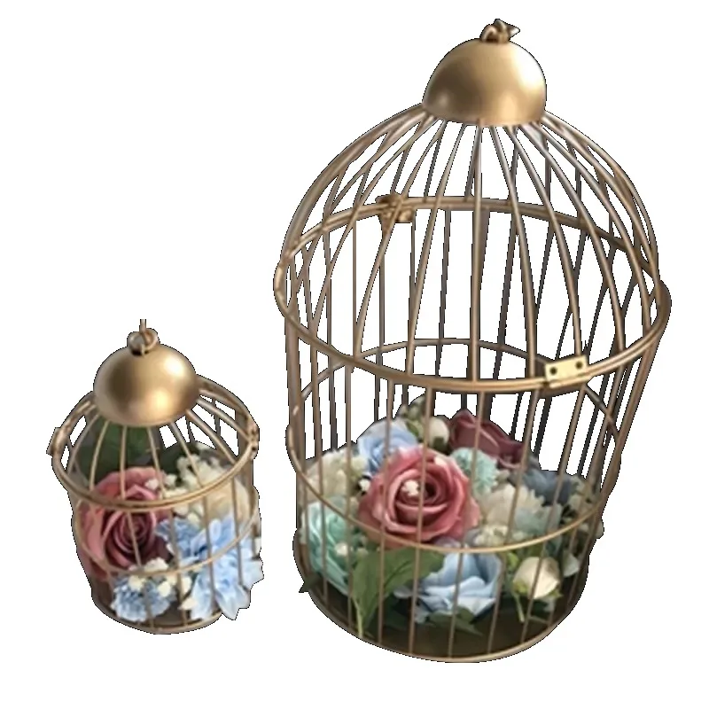 European Retro Iron Flower Stand Bird Cage Balcony Decor Outdoor Decorative Cages for Pet Supplies and House Decoration