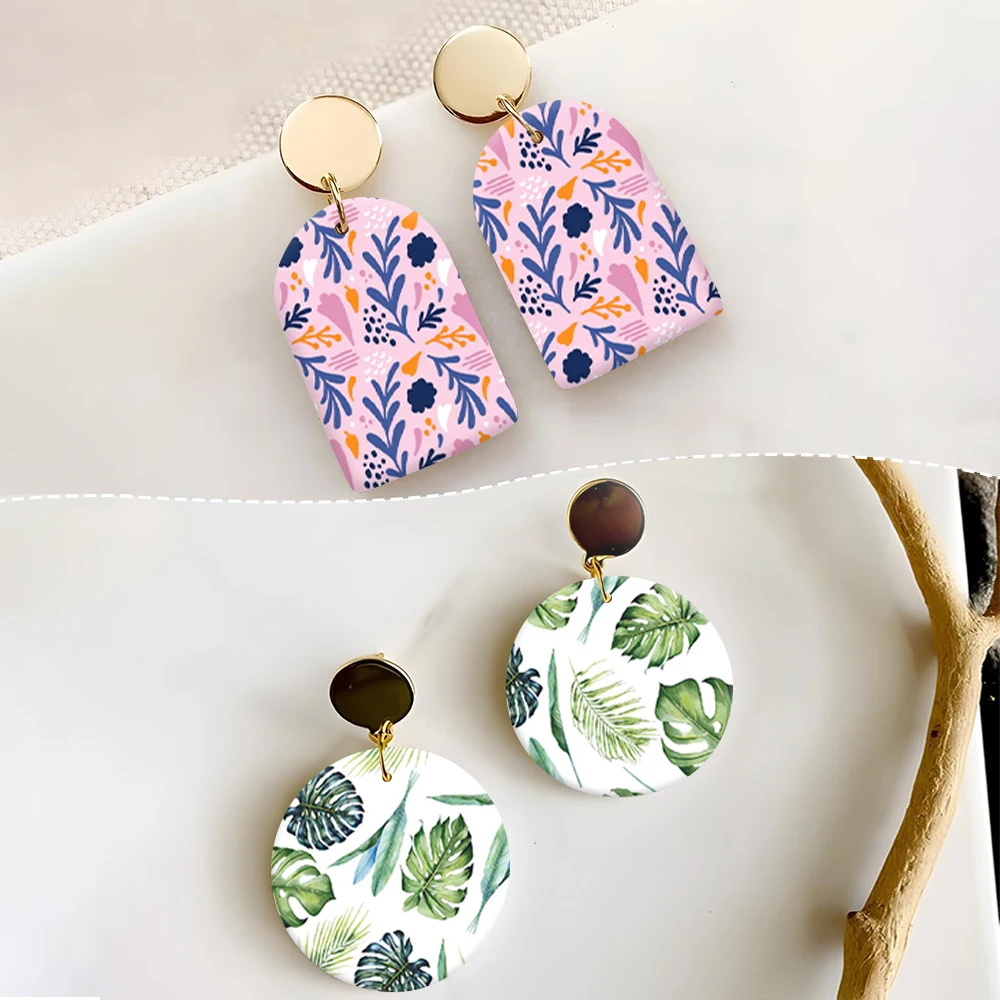 بوليمر كلاي نقل ورقة ملصقات المتاح الهندباء ديزي زهر أوراق الشجر ندفة الثلج تصميم DIY بها بنفسك القرط الهدايا 2025 جديد #4