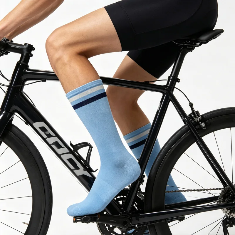 Striped Professional Cycling Mid Length Couple Socks Outdoor Comfortable Wear Resistant Sweat Absorbing Breathable Sports Socks - view 2