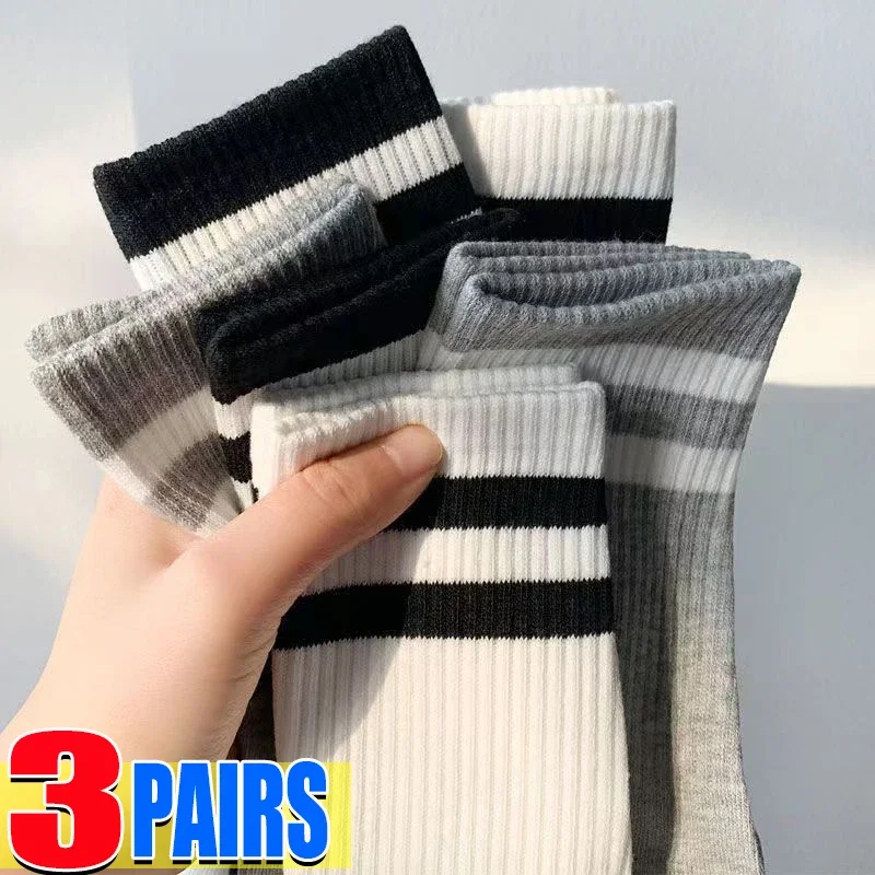 1/3pairs Women Socks Japanese Fashion Autumn New Novelty Solid Color Cotton Sports Socks for Girls Preppy Striped Socks Casual