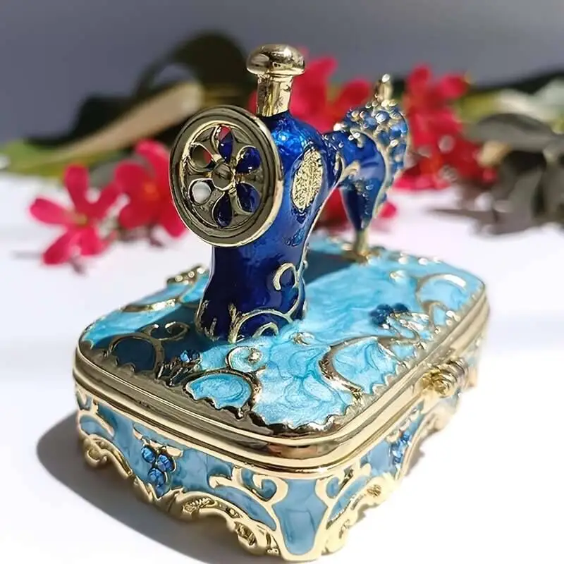 

Машинная коробка, мини-коробка для хранения ювелирных изделий с эмалью и кристаллами с магнитной застежкой, мастерство из классического сплава, серьги в форме банки