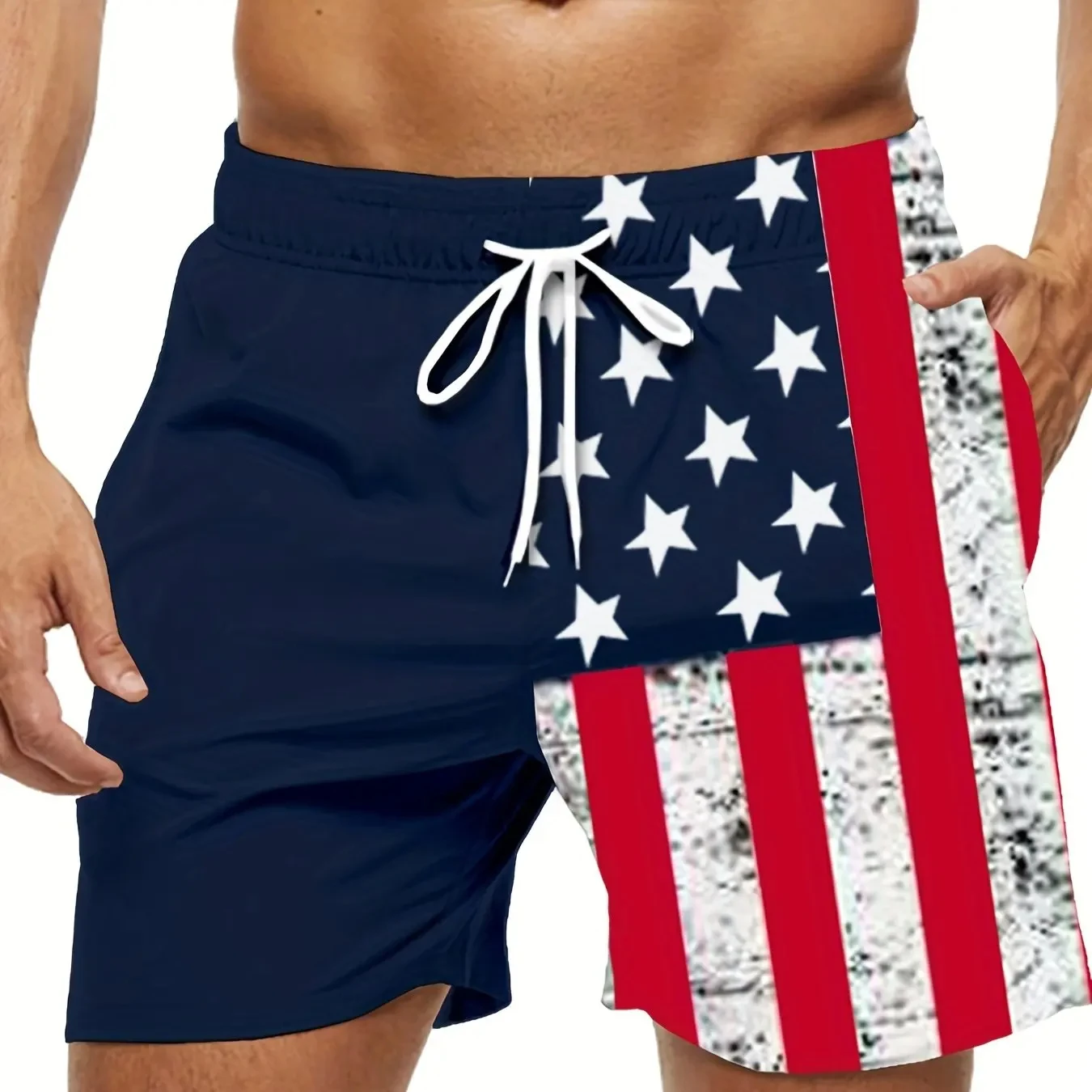 American Flag Print Swimwear Shorts Summer Men's Beach Breathable Short Quick Dry Sport Joggering Men Pant