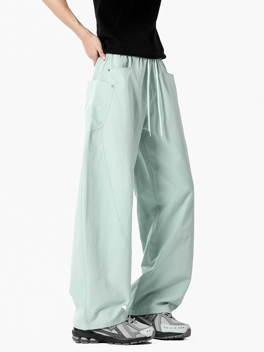 

Мужские брюки в американском стиле с высокой талией, прямые, широкие, в стиле рабочей одежды, весенне-летние, модные, утягивающие, фасона «бананы»