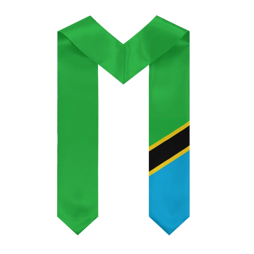 Customization More Design Graduation Shawl Tanzania Flag & United States Flag Stole Sash Honor Study Aboard International Studen