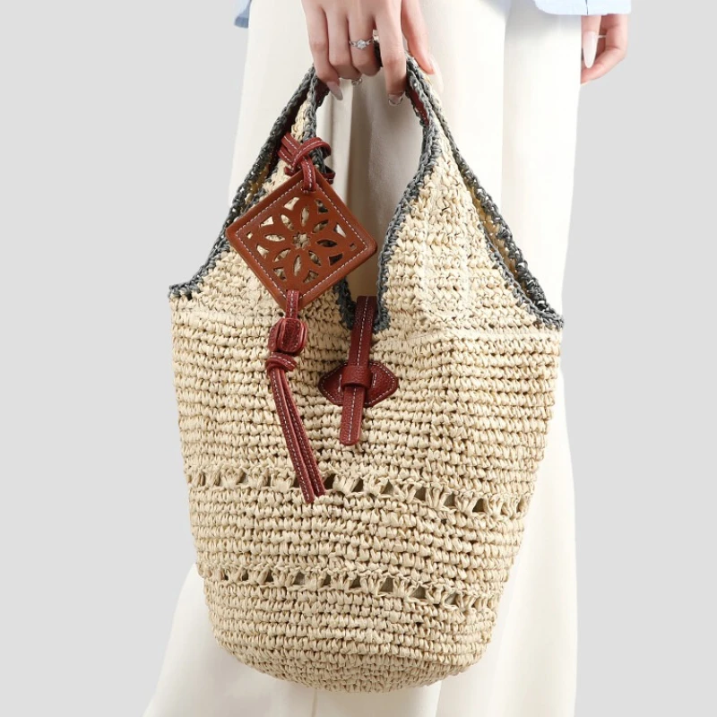 

Simple Fashion Brand Paper Straw Woven Bag, Summer Japanese Design Beach Bag, Large Capacity Fashion Ladies Handbag Shoulder Bag