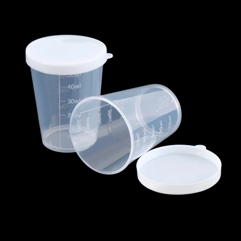 10PCS Measuring Cup With Lid Transparent Plastic Graduated Measuring Cup 30/50/100ml Used In Kitchen Or Laboratory