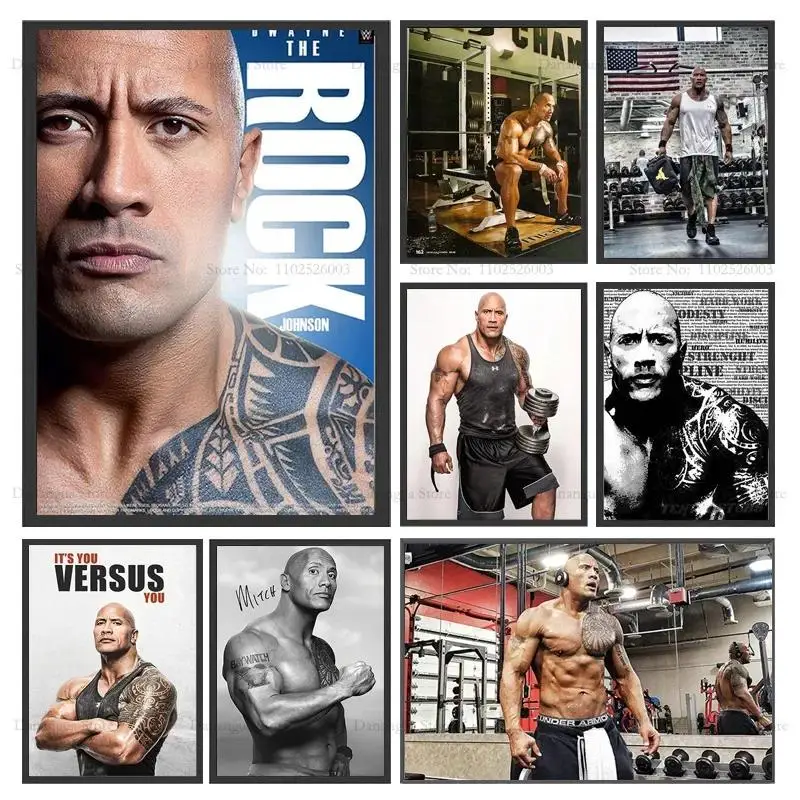 The Rock Dwayne Johnson Fitness Wall Art Canvas Print  Movie Actor Poster for Living Room Home Decor Perfect Gift Idea