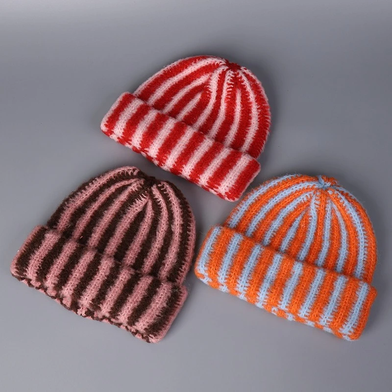 

2025 Autumn and Winter New Striped Knitted Hat Warm and Versatile for Men and Women Beanies