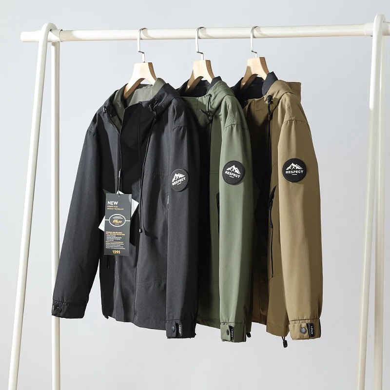 

Мужская уличная повседневная свободная рабочая одежда с капюшоном Jaet, ветрозащитное водонепроницаемое пальто Faion Urban Sle Long Sve на осень