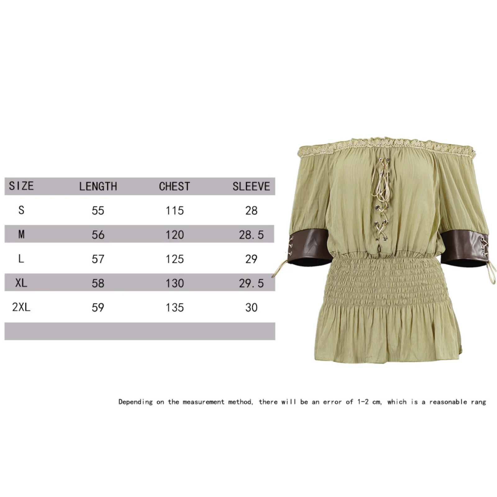 Women's Renaissance Pirate Blouse, Off Shoulder Ruffle Peplum Top, Medieval Casual Wear, Halloween Carnival Stage Cosplay Costum - view 5