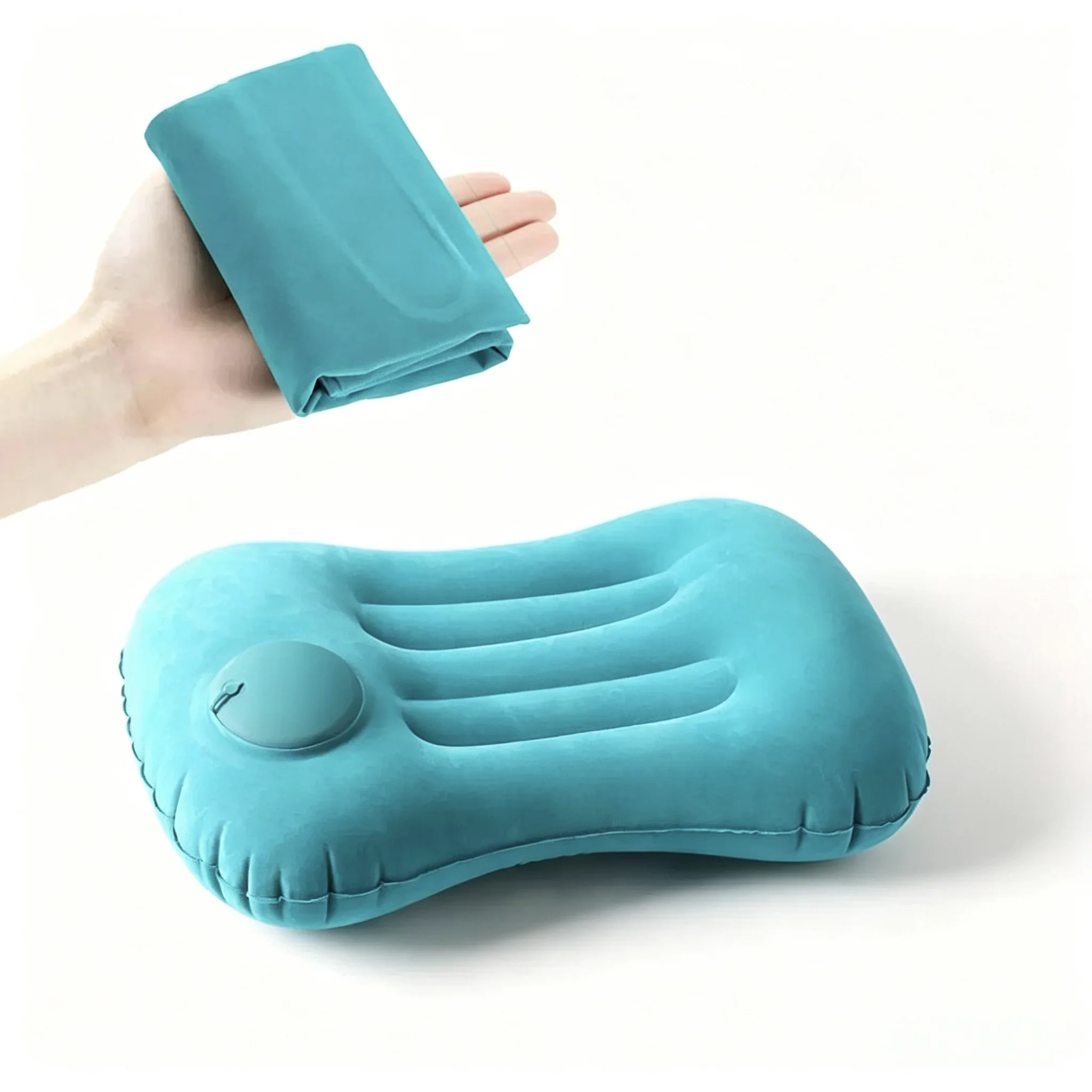 Aufblasbares Reisekissen mit automatischer Aufblasfunktion, ergonomisches Nacken- und Rückenstützkissen für Flugzeug und Büro