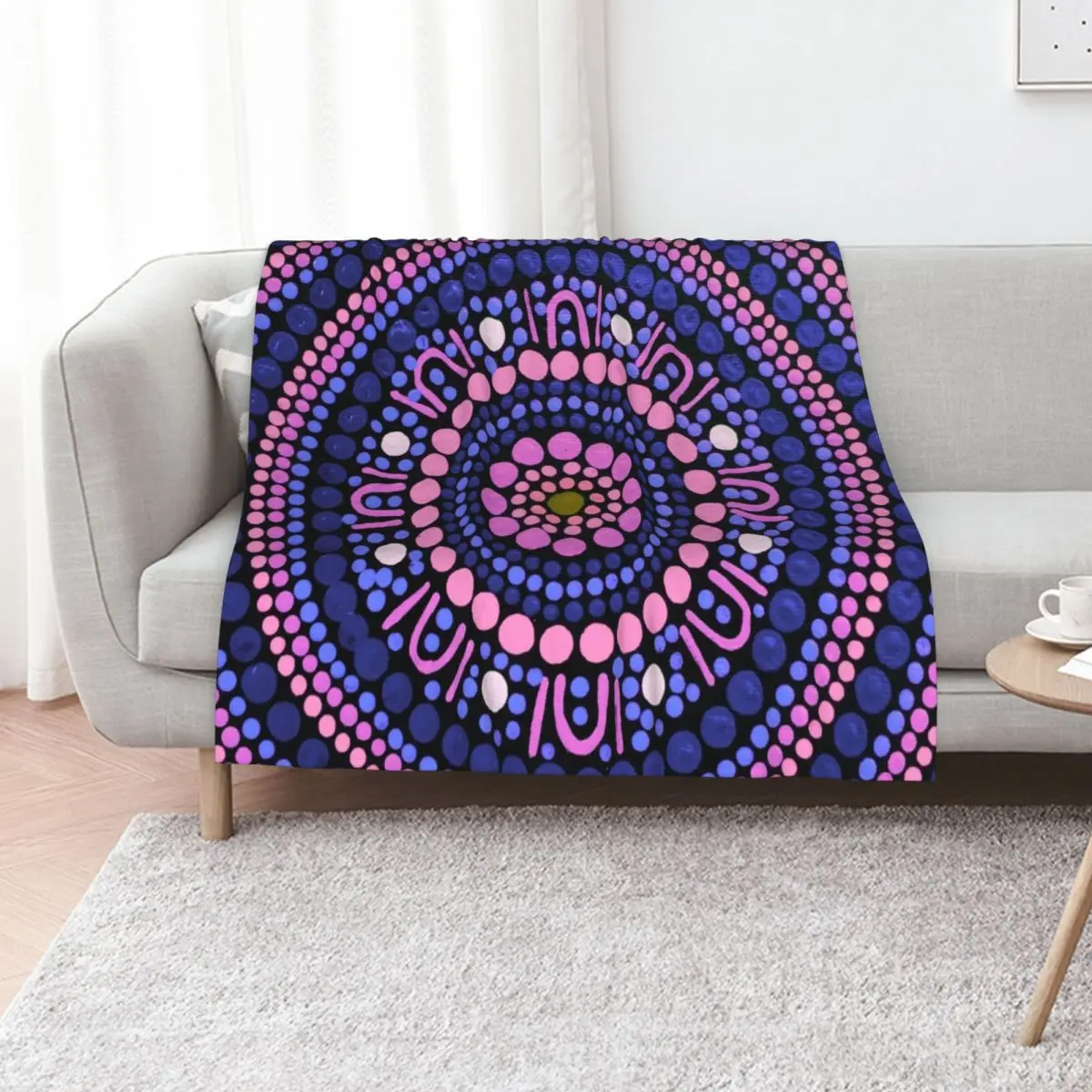 

Australian Aboriginal Art Dot Painting Pink and Purple Throw Blanket Thin Fashion Sofas Beautifuls Plaid Blankets