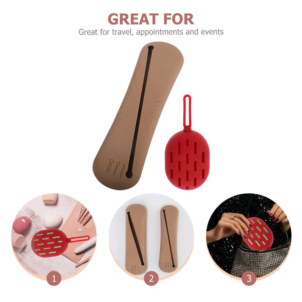 

1 set Storage Holder Silicone Portable Organizer Travel Brush Holder Travel Brush Case For Sponge Tools