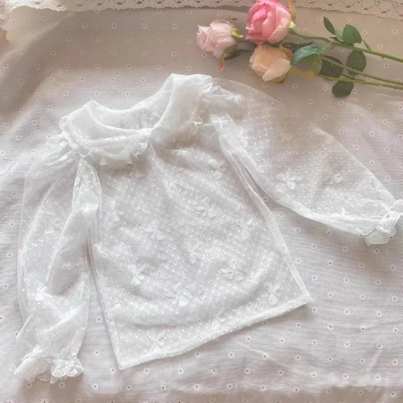 Summer New Arrivals Girls' Lace Bottom Lolita Under Shirt Quality Boutique Baby Girls Sweet Lace Long Sleeves Fashion