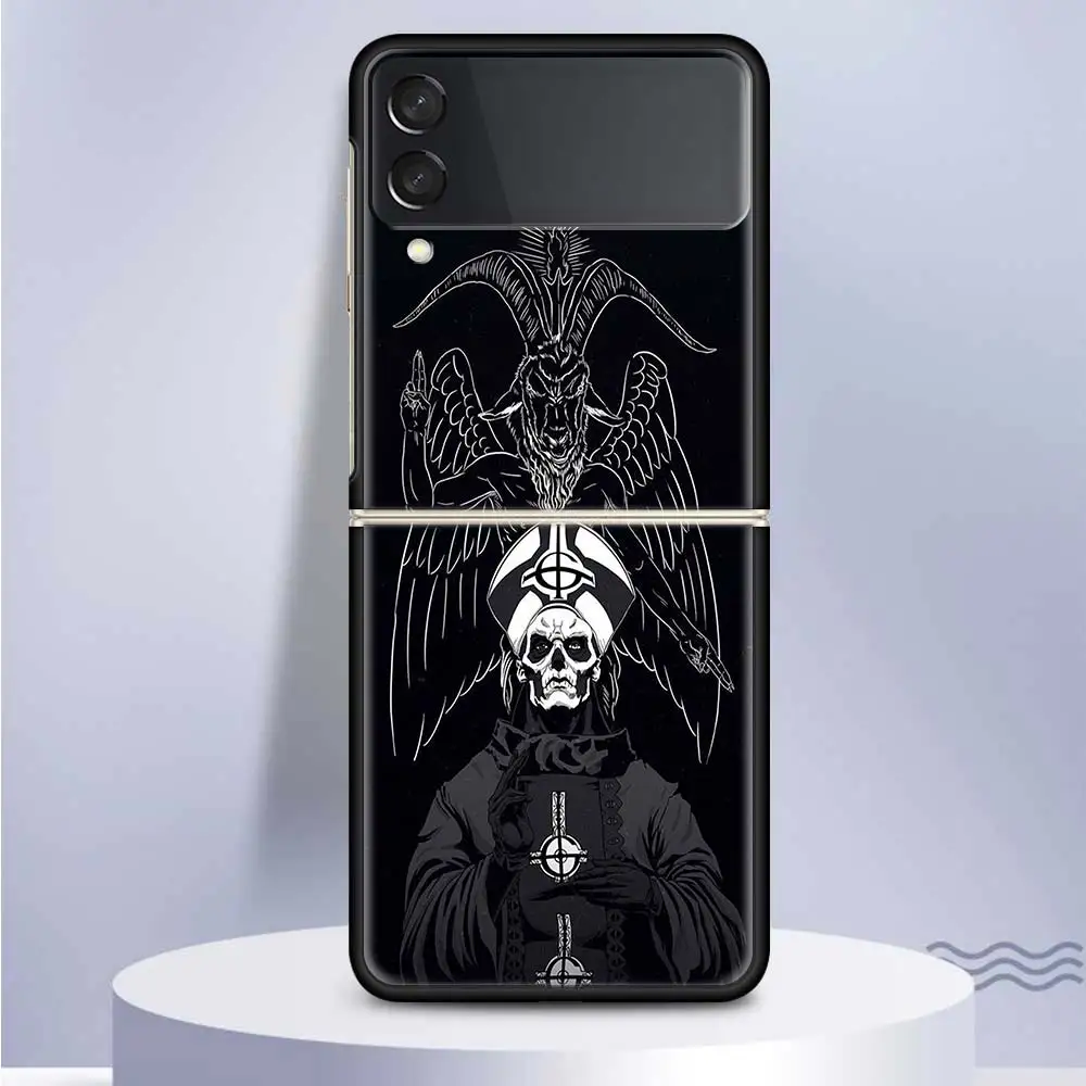 Ghost Papa Emeritus Hard PC Clear Phone Case Cover for Samsung Galaxy Z Flip 5 4 3 5G Flip3 Flip4 Flip5 Customized Fundas