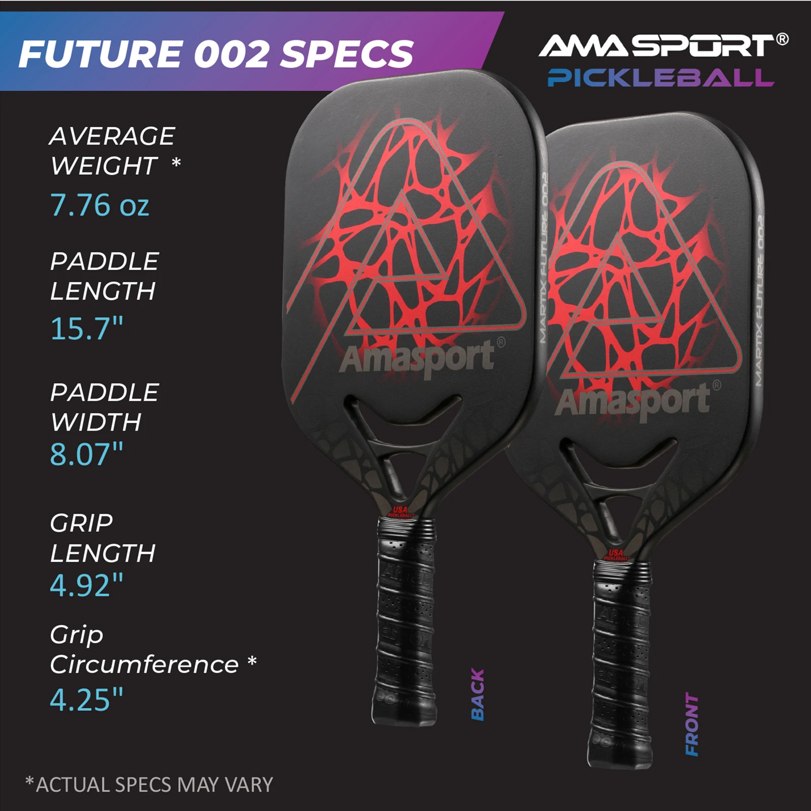 AMASPORT Widebody Pickleball Paddle Carbon Fiber Dura Edgeless Tech.