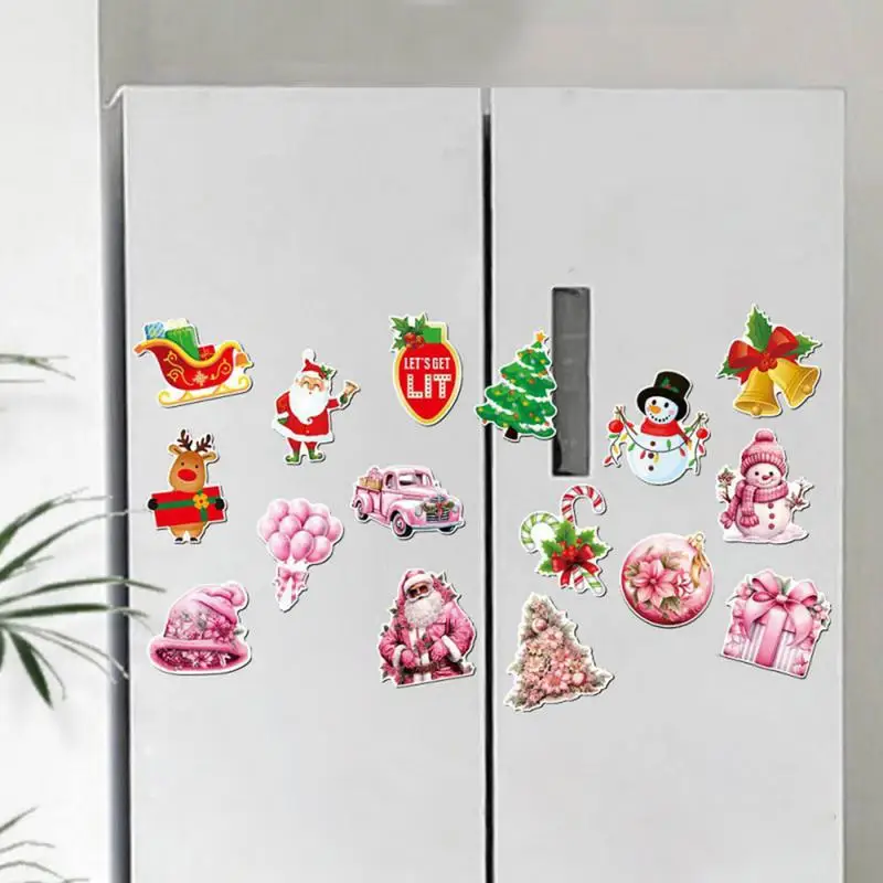 Christmas Refrigerator Magnets Set 8X Santa Claus Fridge Magnet Sticker Happy Holiday Decoration Magnetic Refrigerator Cover