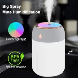 Mini USB Portable Air Humidifier, Aroma Diffuser, LED Cool Light, Mist for Room, Home, Car, Plant Purifier, 330ml ﻿