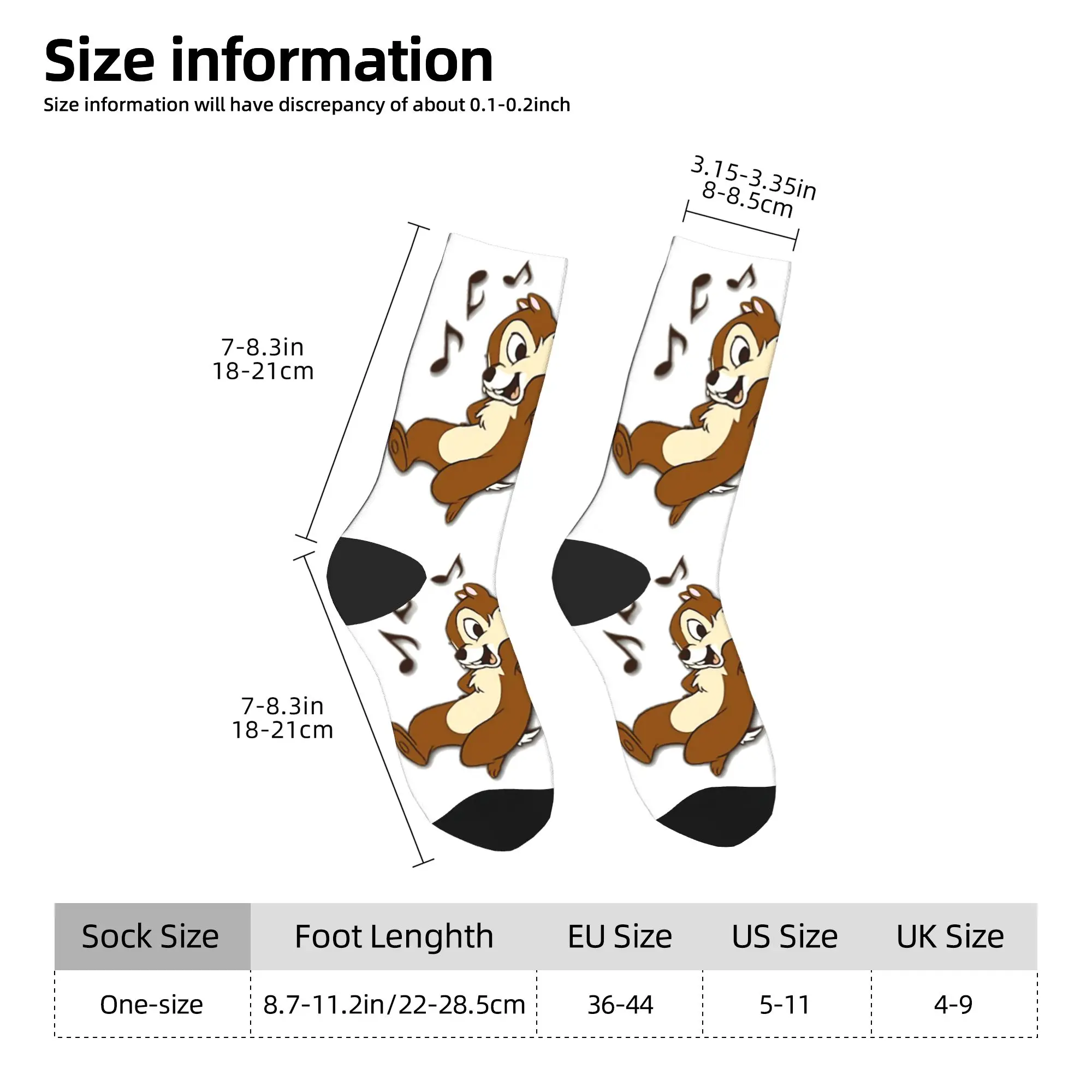 

Adults Men Socks Chips 'n' Dales Cartoon Squirrel Stockings Anti Skid Comfortable Socks Autumn Leisure Custom Running Socks