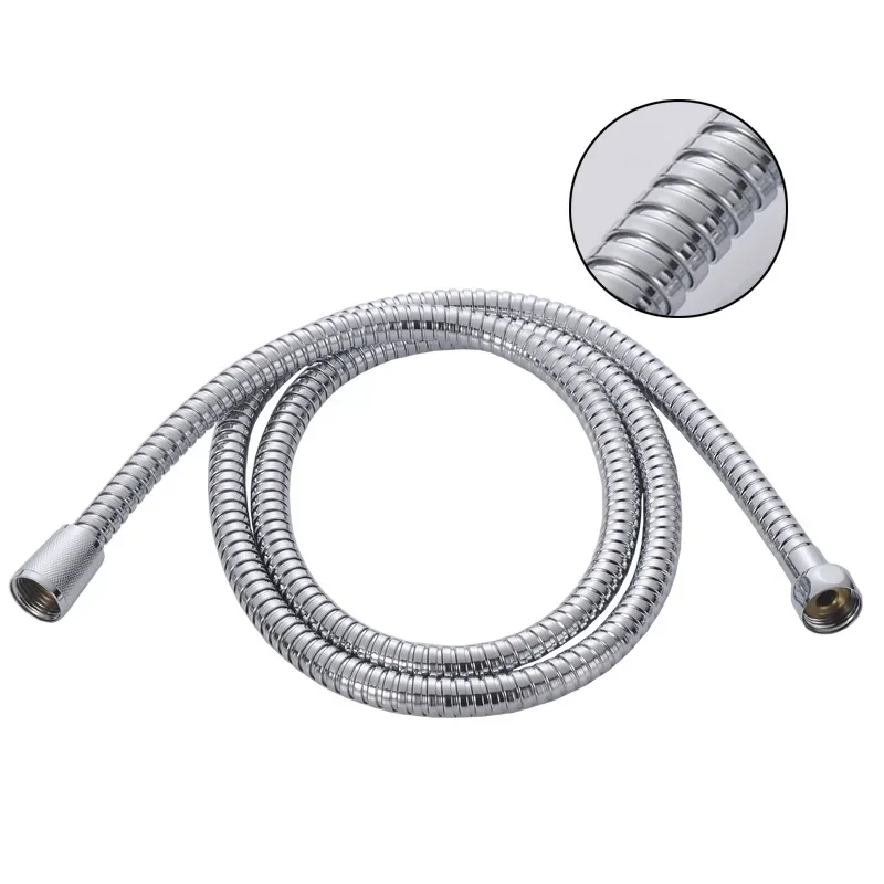 1m/1.5m/2m Plumbing Hoses 1/2\'\' Stainless Steel Chrome Flexible Shower Hose Water Head Showerhead Pipe Bathroom Accessories