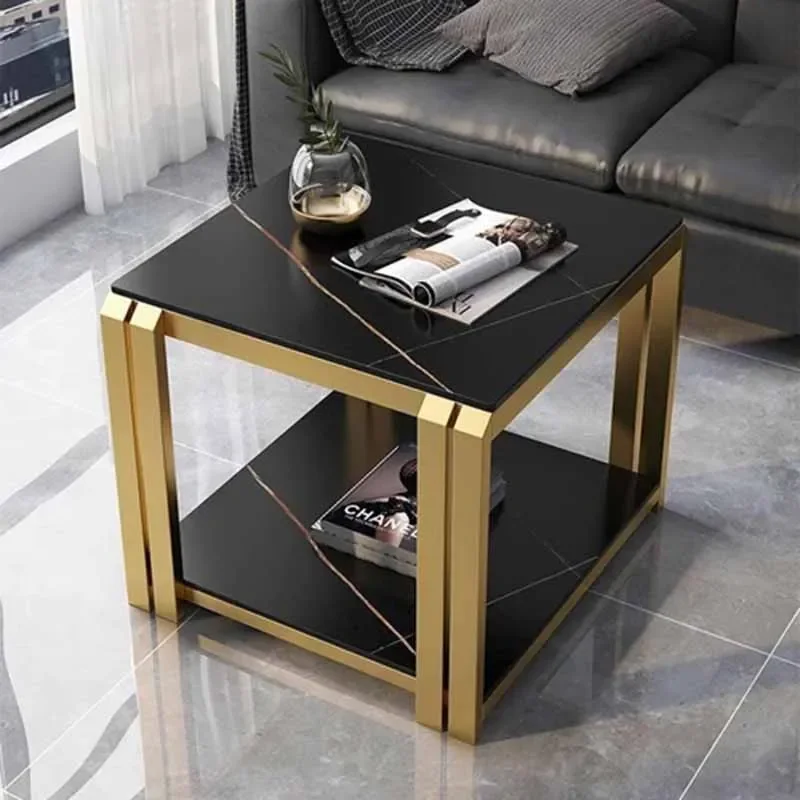 Design Luxury Side Table Black Gold Storage Nordic Premium Coffee Tables Unique Minimalist Iron Armoires De Salon Home Furniture