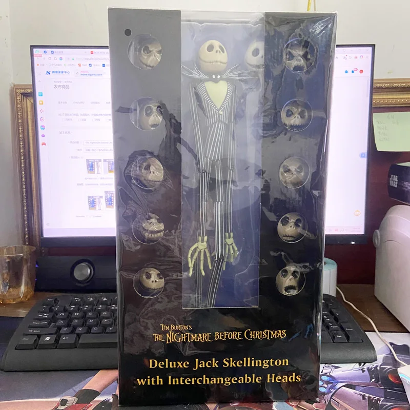 Der Albtraum vor Weihnachten Jack Skellington mit austauschbaren Köpfen Actionfigur PVC-Spielzeugmodell Puppensammlung Geschenk 35 cm – Detail 5