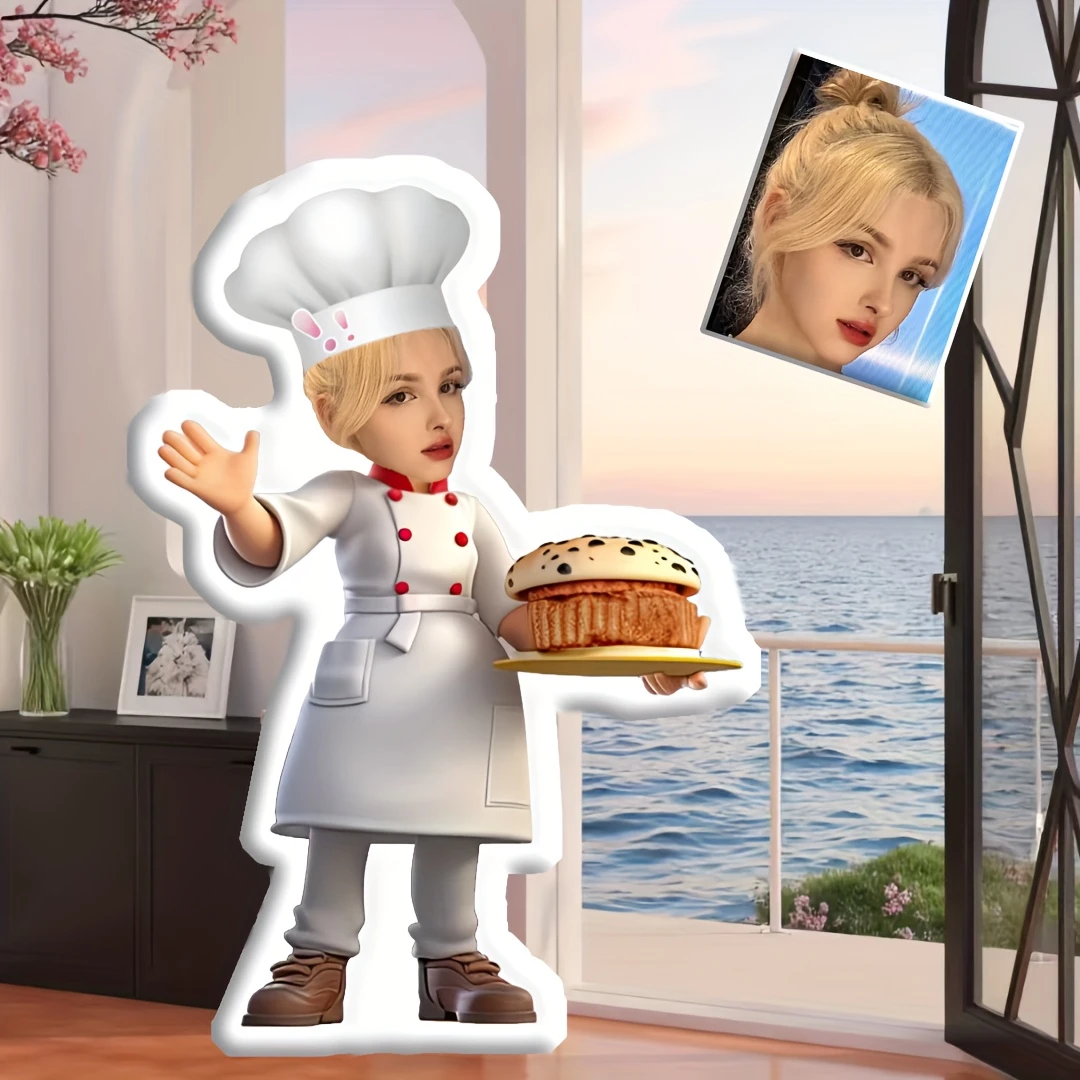 Customize a Face-Swapping Mini Chef Pillow, a Unique Gift Featuring Special Facial Photos for a Commemorative Cushion. It'S a Co
