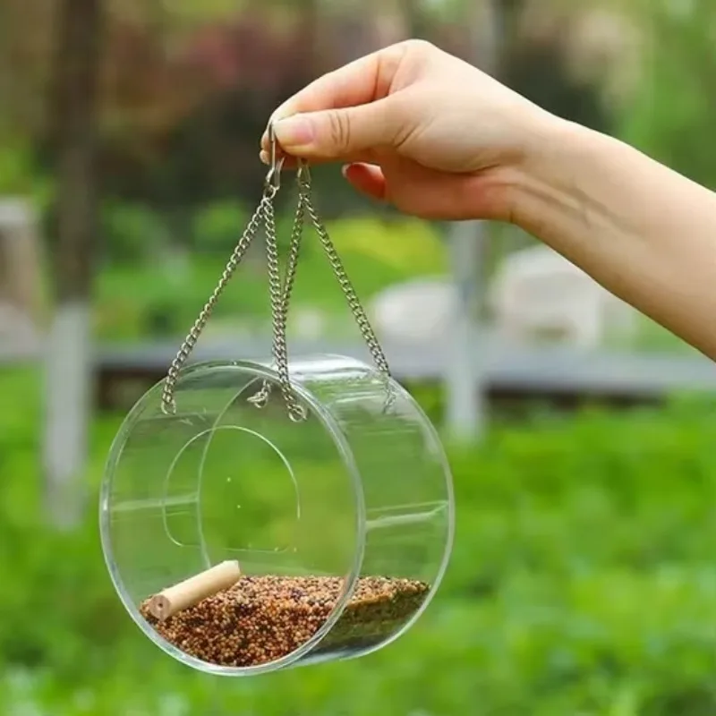 

Premium Eco-Friendly White Acrylic Round Customizable Hanging Bird Feeders for Small Birds Spring & Autumn Outdoor Garden Decor