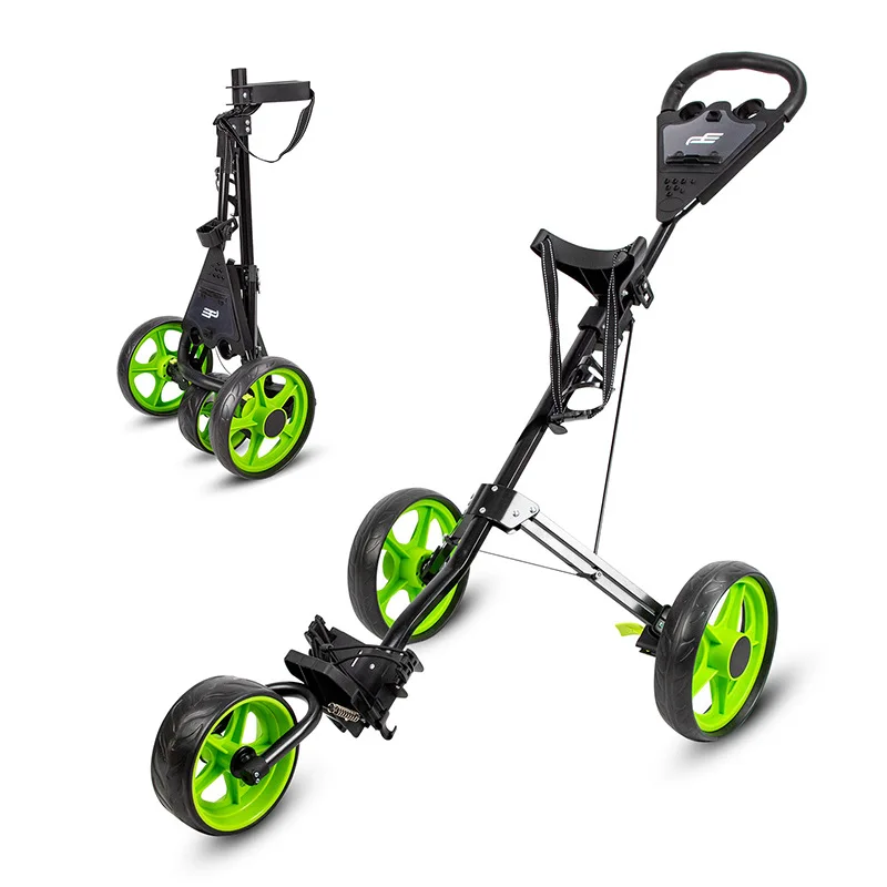 Light Luxury Portable Lightweight 3 Wheels Aluminum Folding Height Adjustable Golf Push Trolley Cart