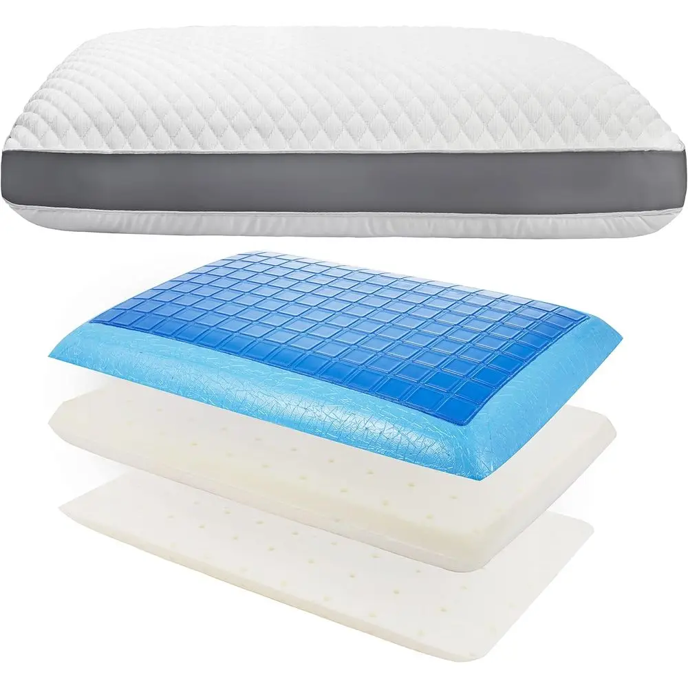 

Dual Temperature Memory Foam Pillow with Adjustable Layers for Side, Back, and Stomach Sleepers - Custom Luxury Sleep Solution
