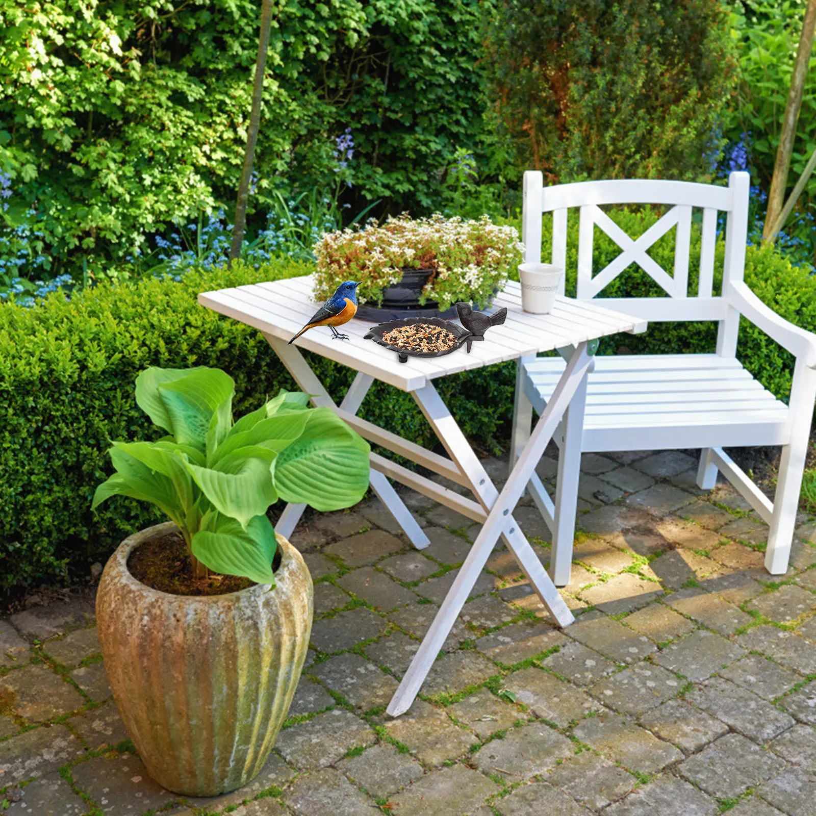 

1Pcs Bird Feeder Garden Decoration Bowl Cast Iron Outdoor Yard Bird Feeding Tool Premium Material Smooth Surface Easy Clean