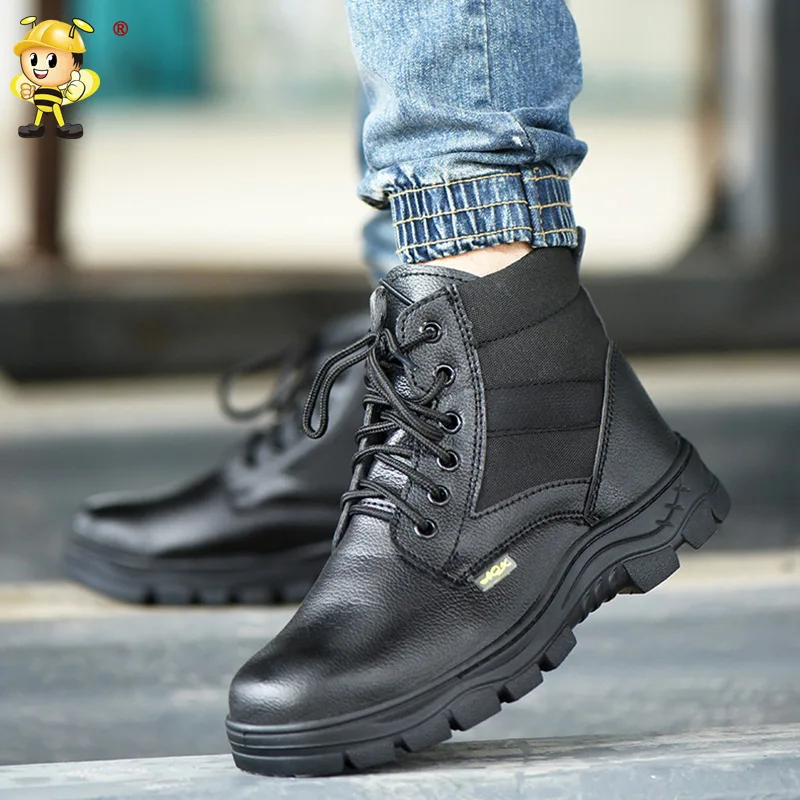 Safetoe Safety Shoes with Steel Toe Cap Anti-smashing Work Safety Boots with Waterproof Leather for Men and Women Botas Hombre