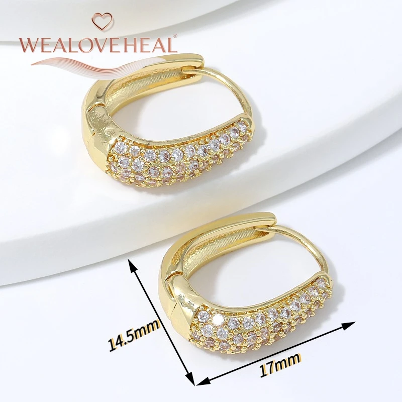 ohrringe, ohrringe damen, 18K Vergoldete Messing U-förmige Huggie Creolen für Damen mit Mikro-Pavé-Zirkonia – Trendiger Alltagsschmuck, Valentinstags- und Geburtstagsgeschenk – Detail 17
