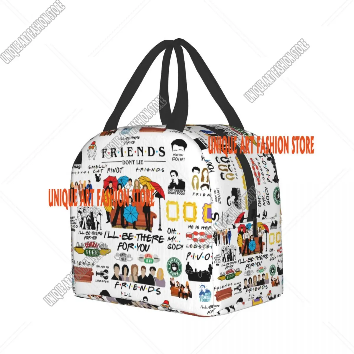 Funny TV Show Friends Collage Thermal Insulated Lunch Bag Portable Lunch Container for Work School Picnic Multifunction Food Box