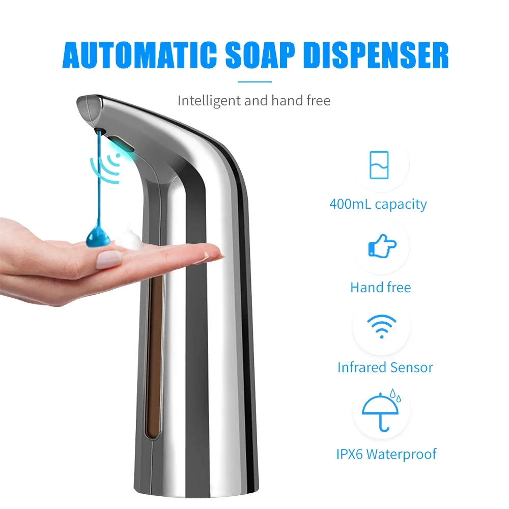 400mL Automatic Soap Dispenser Infrared Hand-free Touchless Soap Dispenser Dish Liquid Lotion Gel Shampoo Chamber Auto Hand Soap