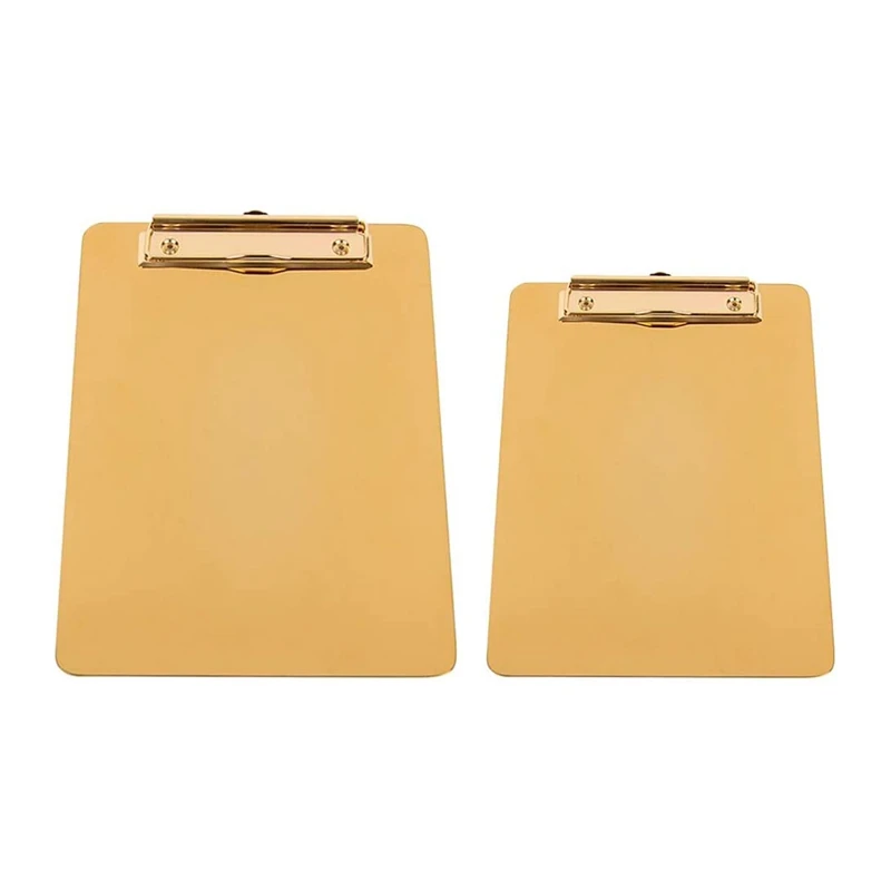 Clipboard File Folder Holder Golden Stainless Steel Clip Board Low Profile Clip For Office Business School