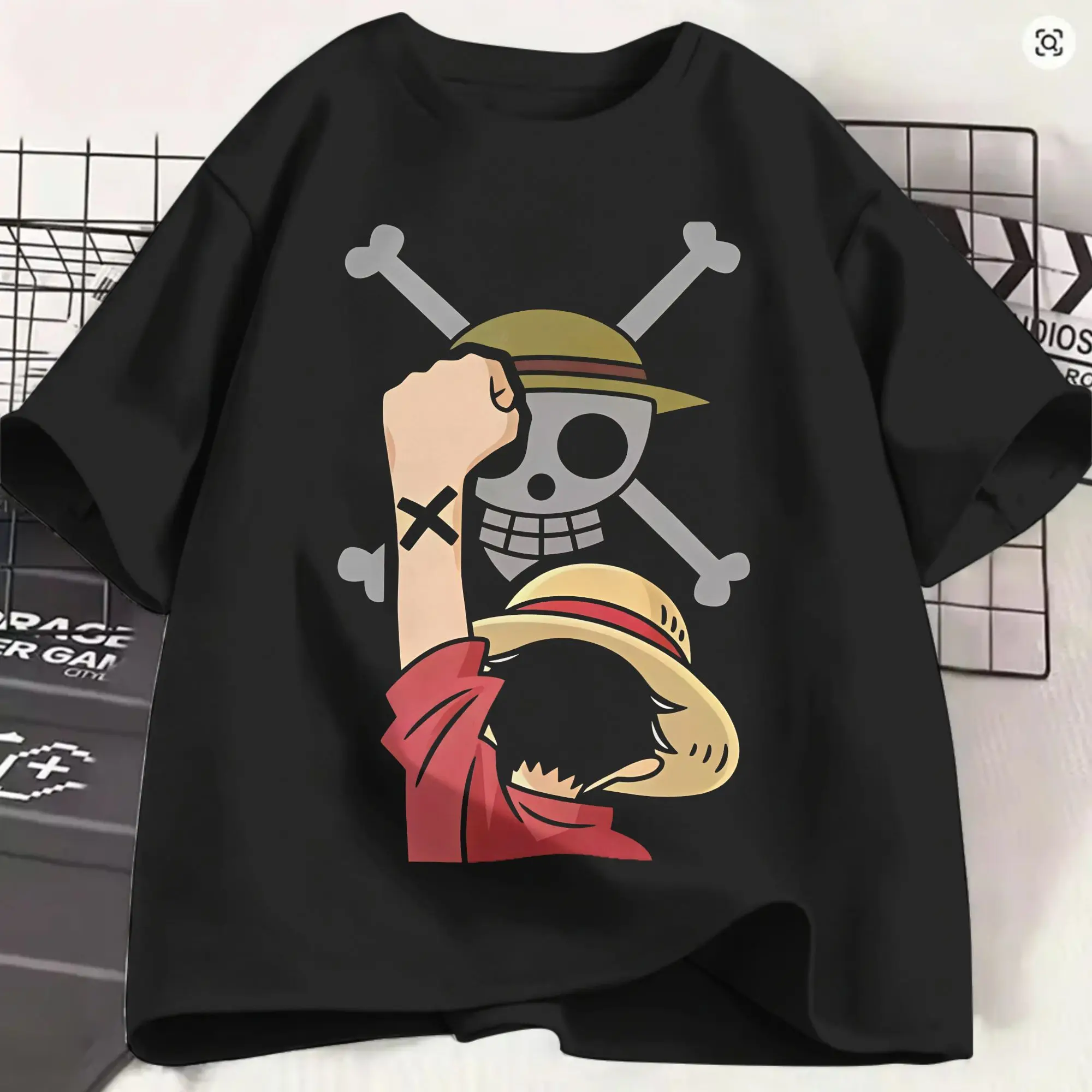 Ones Pieces Anime T-Shirts for Men  Funny 100% Cotton Tees Round Collar Short Sleeve T Shirt Printed Clothes