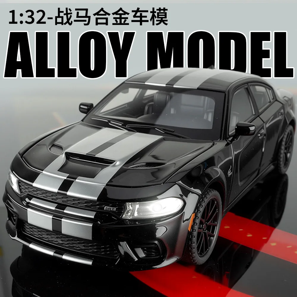 1:32 Dodge Charger SRT Super Sports Car Alloy Metal Diecast Model Car Sound And Light Pull Back Racing Games Simulation Decorate