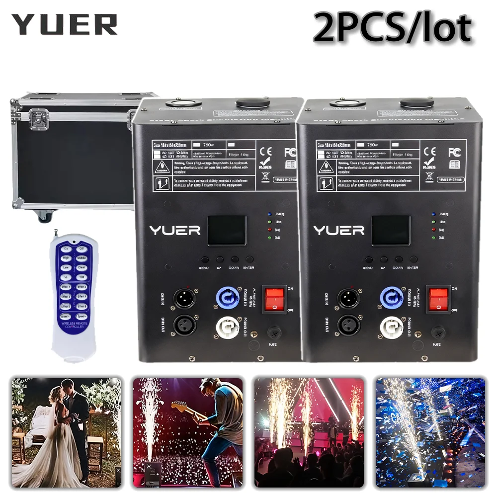 

2pcs/lot flight case 750W Cold Spark Firework Machine high Adjustable Wedding Celebration Remote Control Spark Fountain DJ Disco